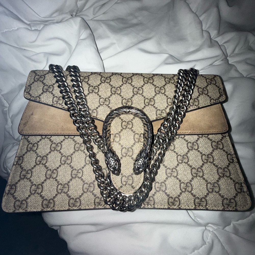 Gucci Beige and Brown Chain Shoulder Bag